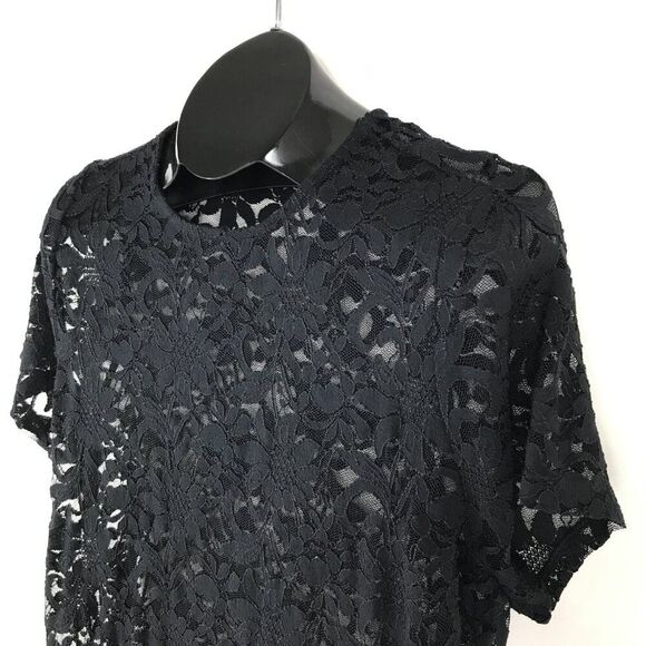 Torrid Sheer Stretch Lace Crew Neck Tee Women's Size 10 / M-L Black Floral - Picture 3 of 11